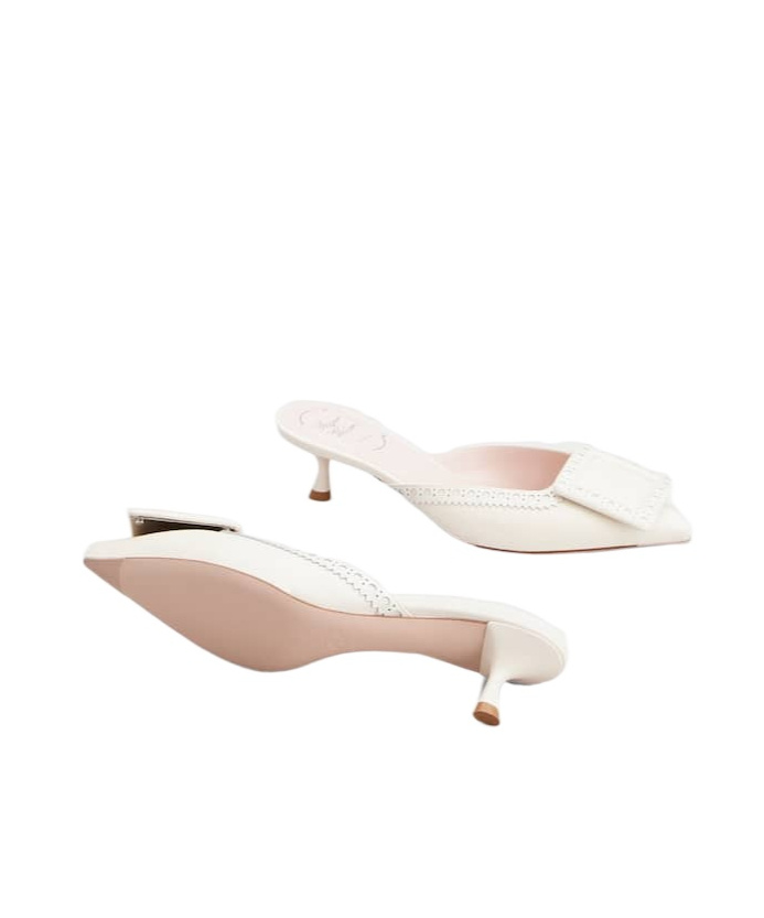 Roger Vivier Viv' In The City Mules In Leather In Off-white