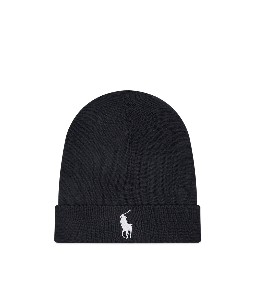 Polo Ralph Lauren Polo Pony Knit Beanie Hat In Black