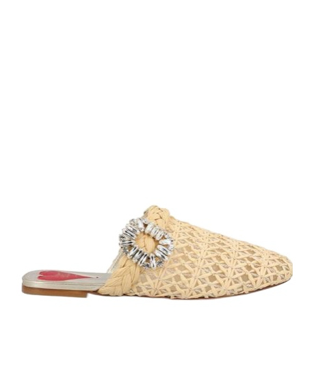 Shop Roger Vivier Mules In Raffia In Nude