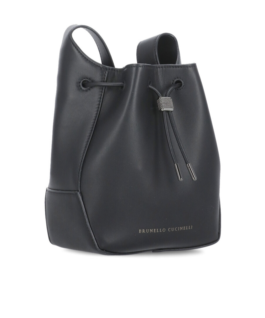 BRUNELLO CUCINELLI BRUNELLO CUCINELLI LOGO EMBOSSED EMBELLISHED BUCKET BAG