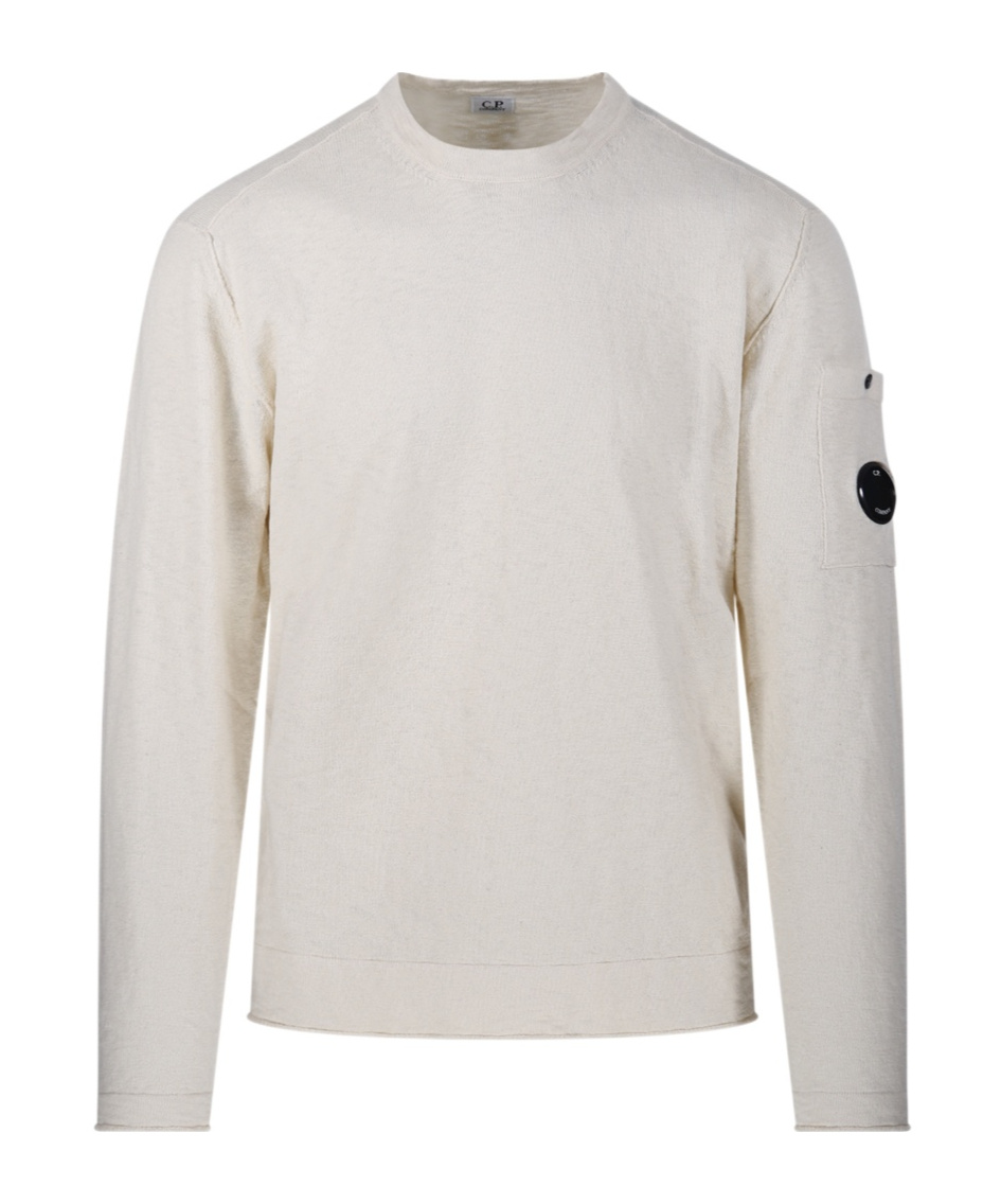C.p. Company Signature Lens Crewneck Sweatshirt In White