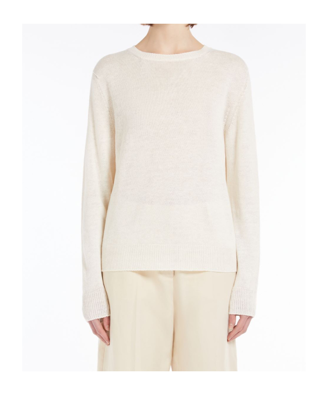 Weekend Max Mara Long Sleeve Linen Pullover In White