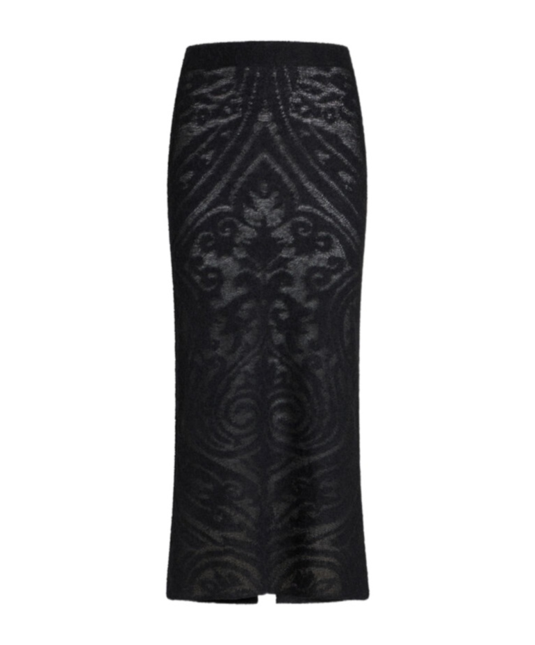 Etro Knitted Jacquard Midi Skirt In Black