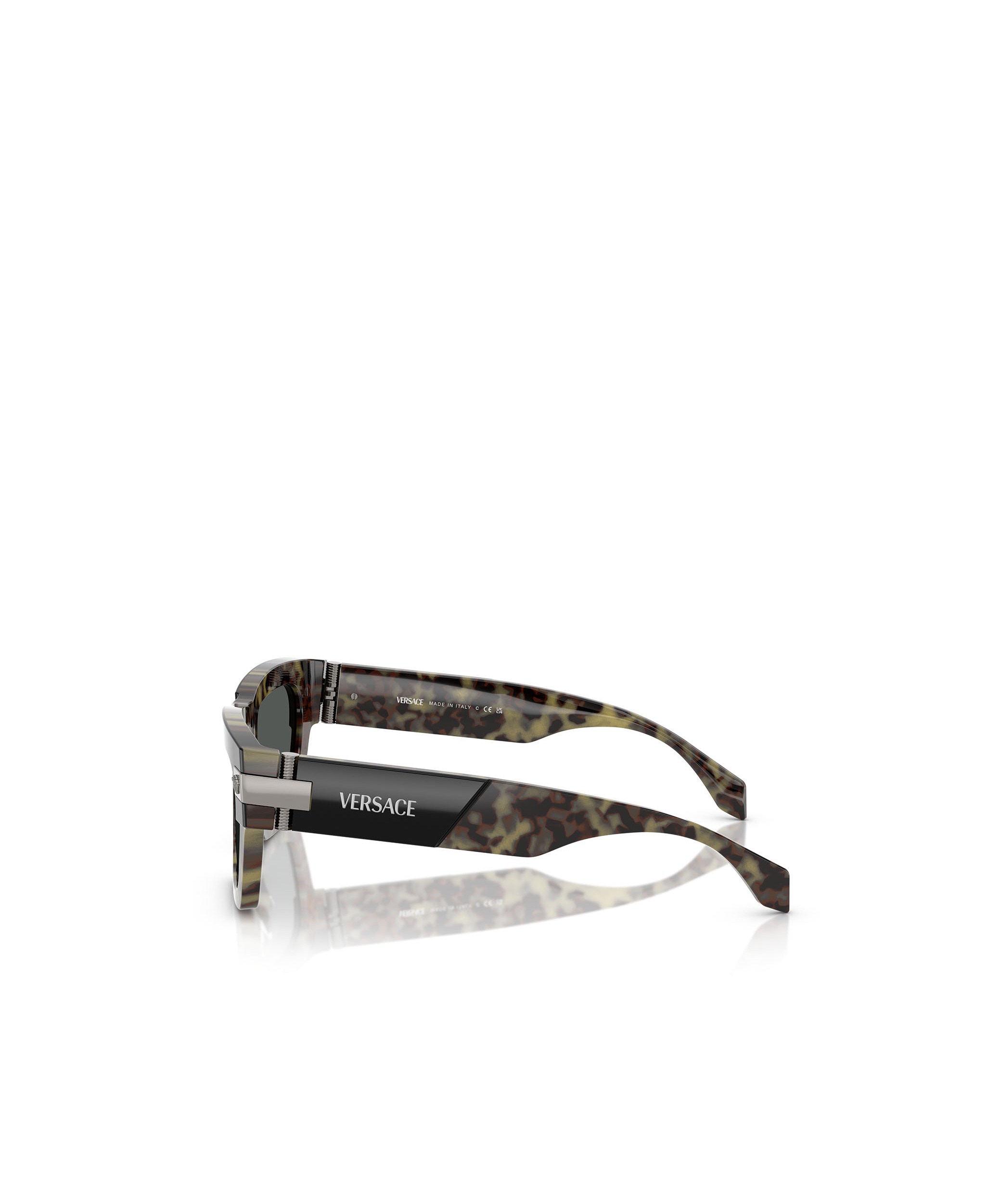 Versace 55mm Plaque Rectangular Sunglasses In Black