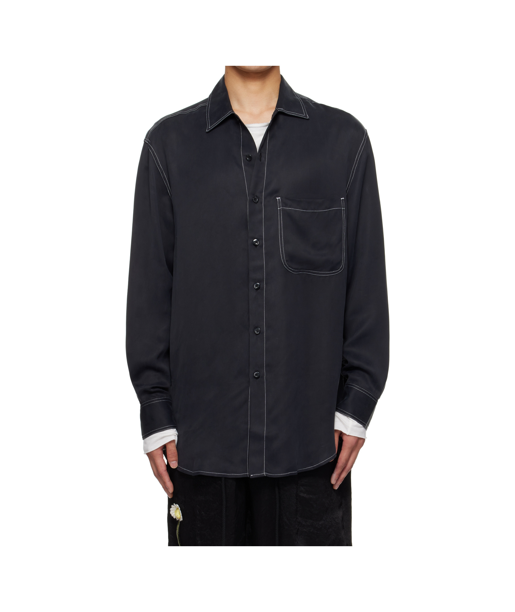 Song For The Mute Long Sleeve Button-up Shirt In Black