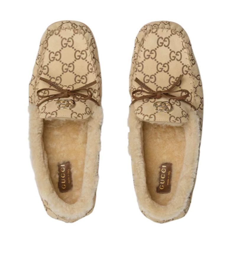 Gucci Women's Driver Loafer With Merino Wool Lining In Brown