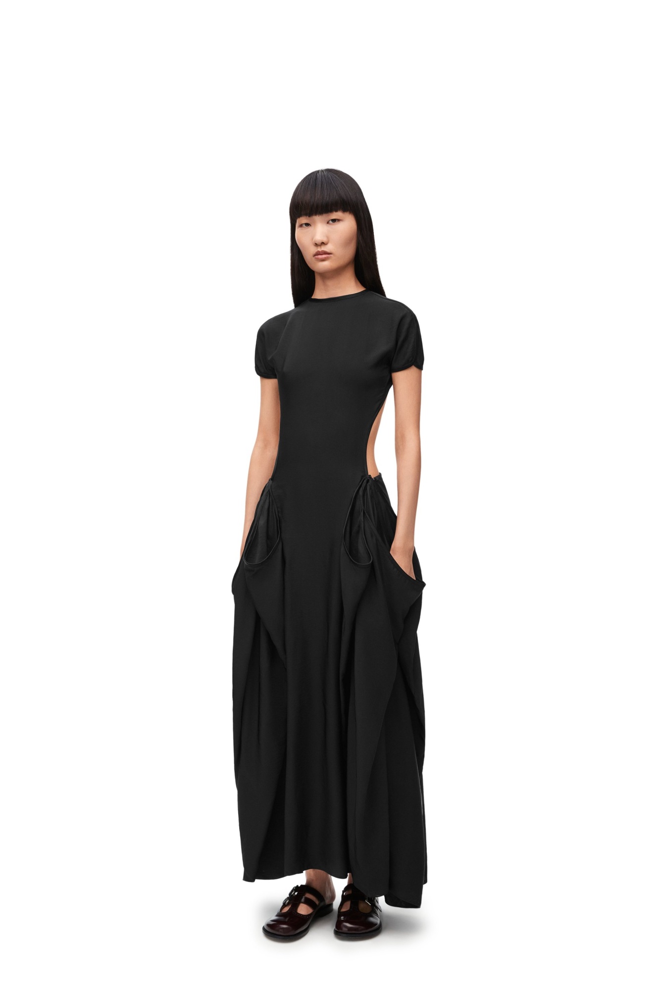 Loewe Stitched Pleated Pendant Dress In Black
