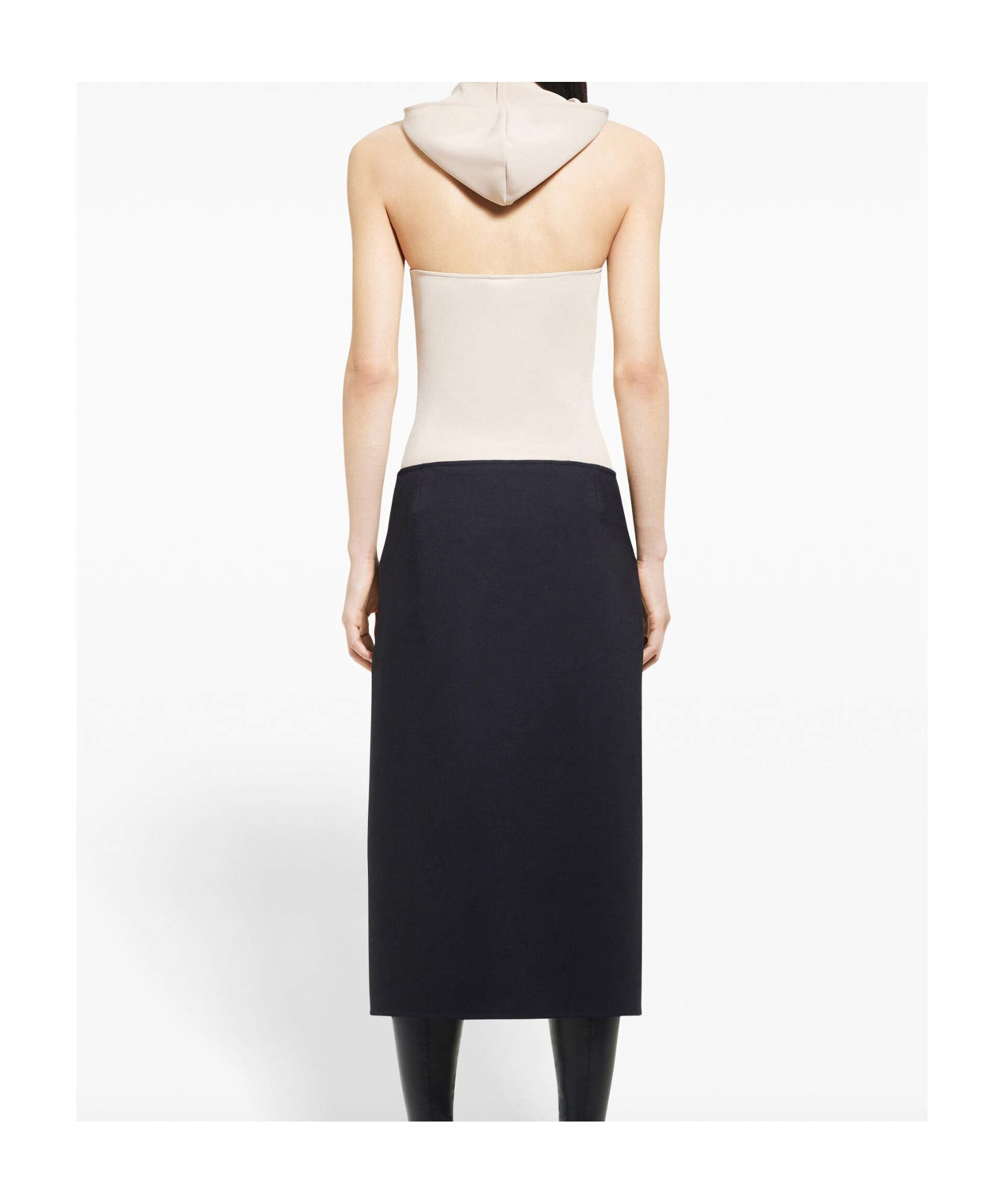 Courrèges Halterneck Sleeveless Hooded Bodysuit With Side Slit