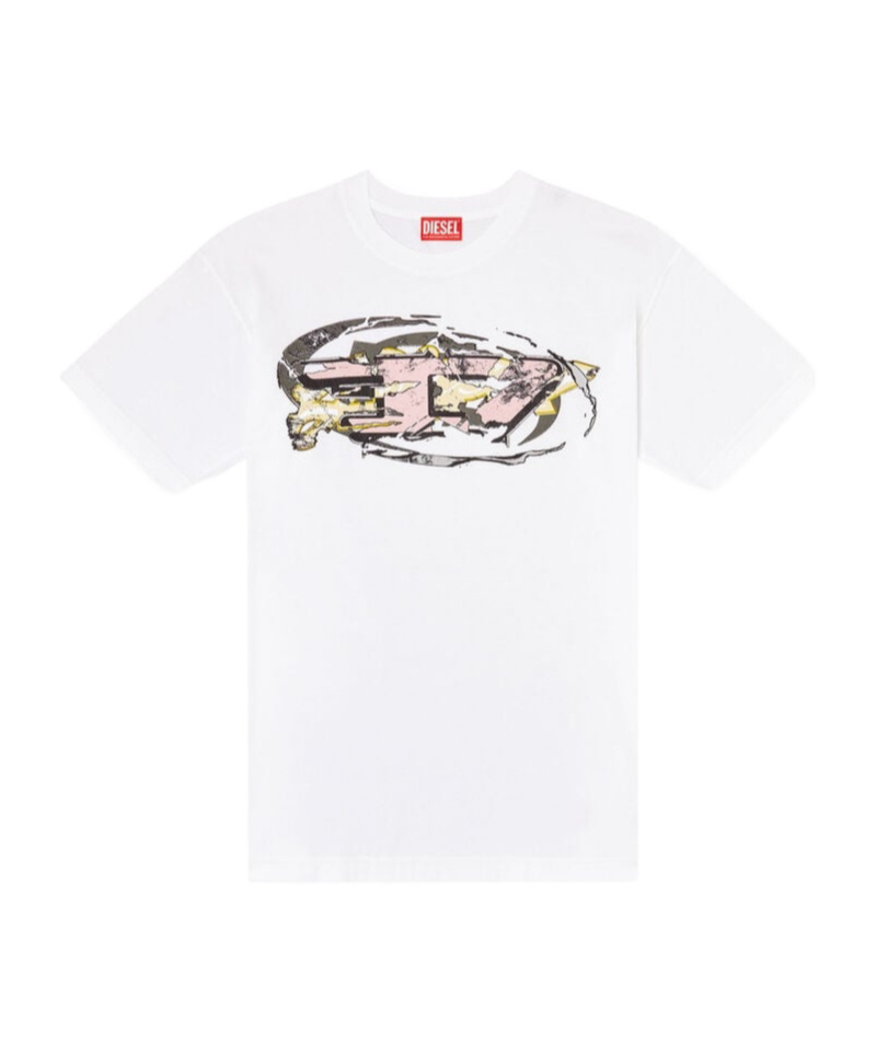 Diesel Norm Graphic Print Round Neck T-shirt In White