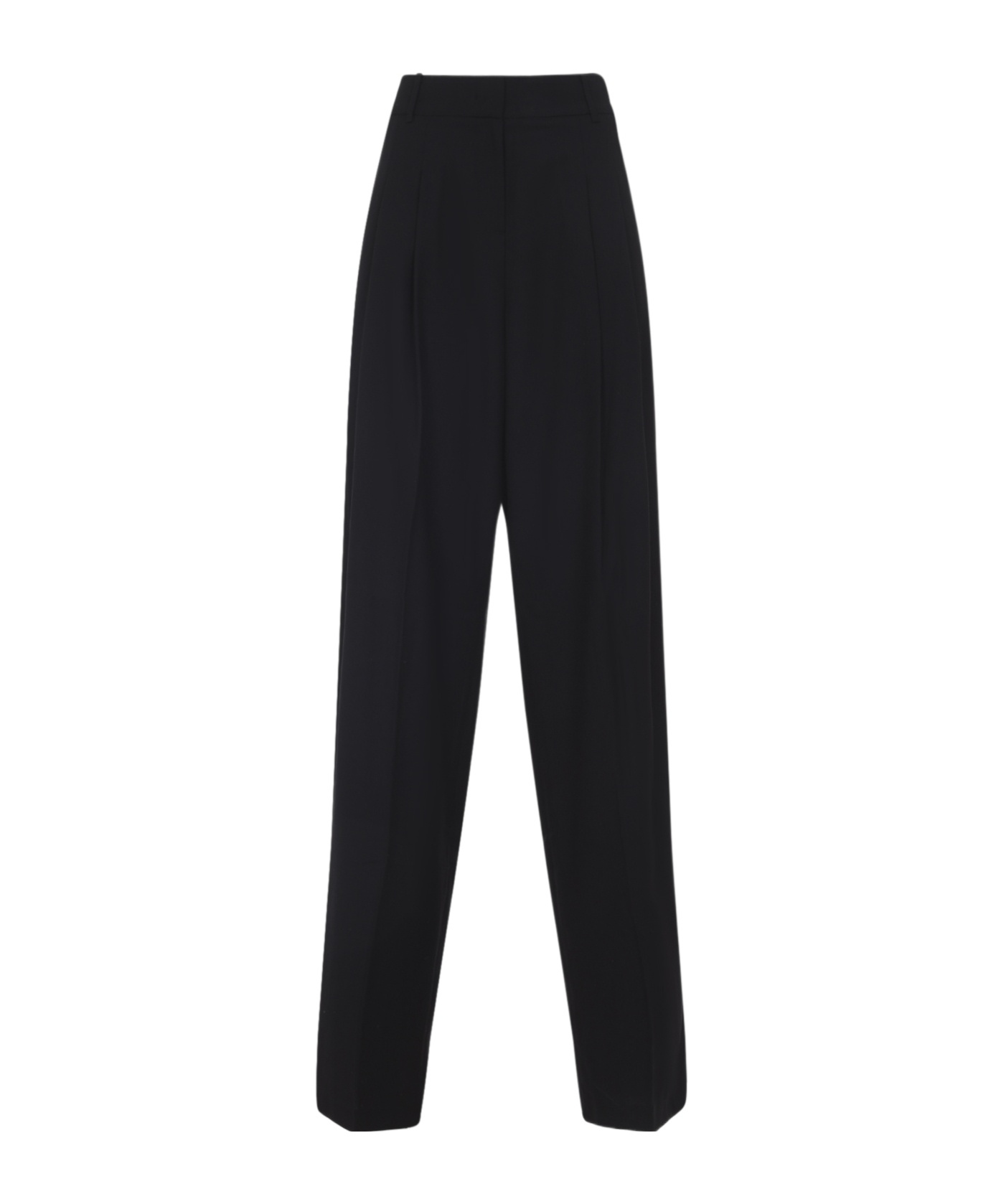 The Frankie Shop Wide-leg Trousers With Tailored Silhouette And Pleated Front In Black