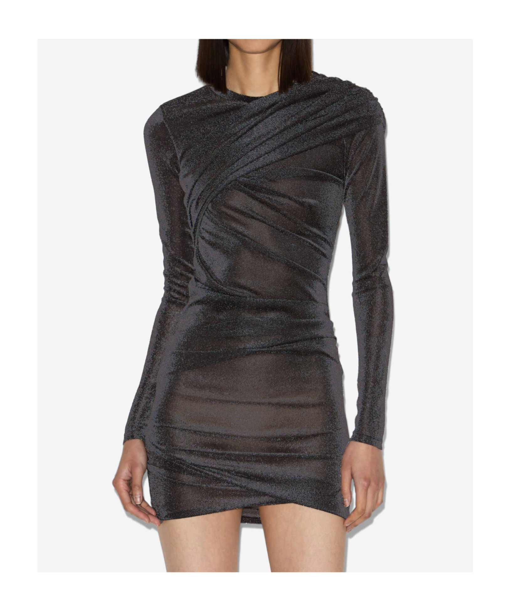 Isabel Marant Denise Short Draped Lurex Dress In Black