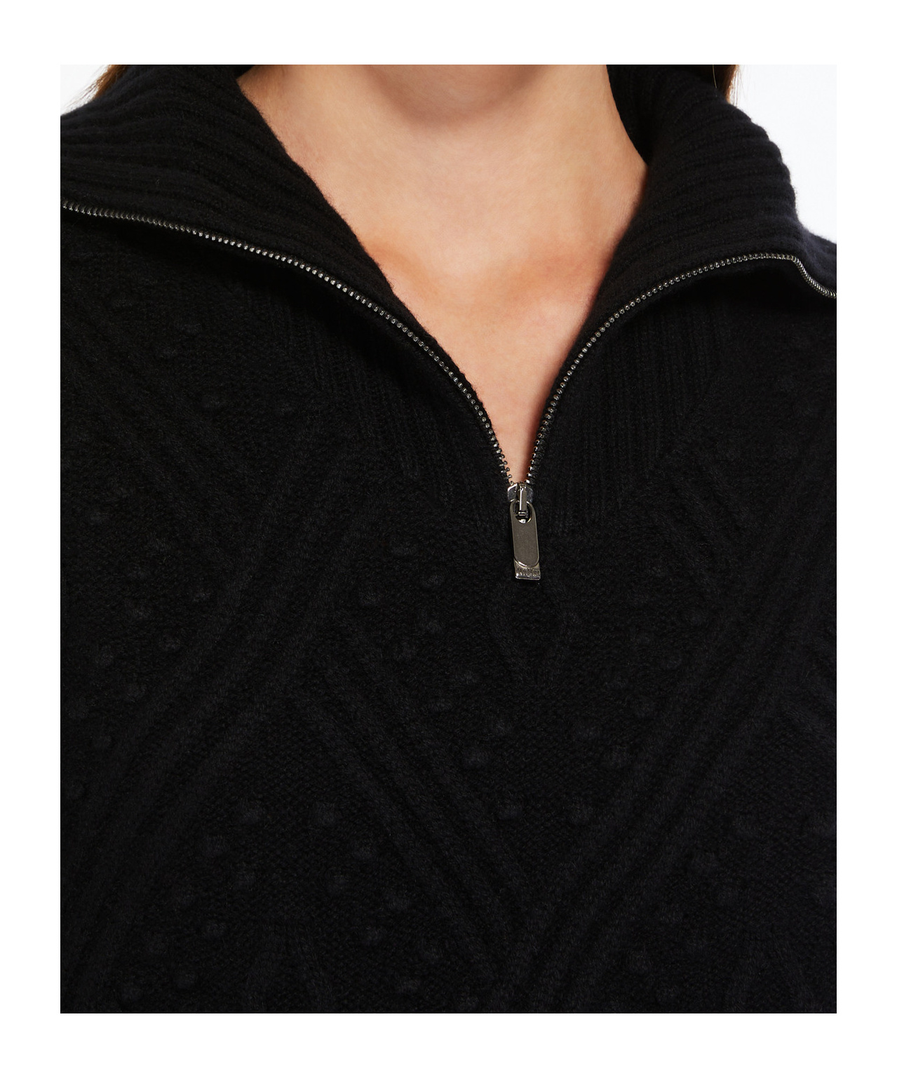 Max Mara Cashmere-blend Black Jumper With High Neck In Black