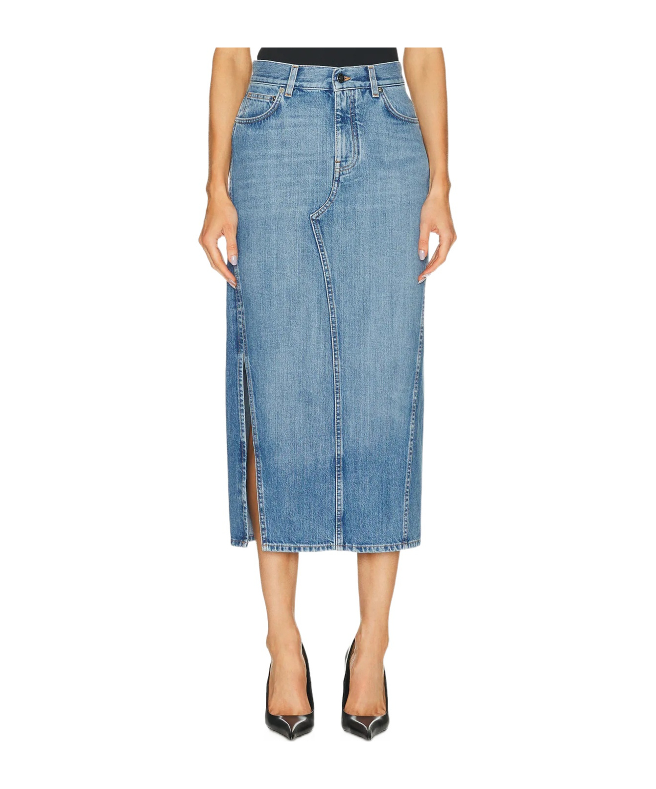 Givenchy Denim High-split Midi Skirt