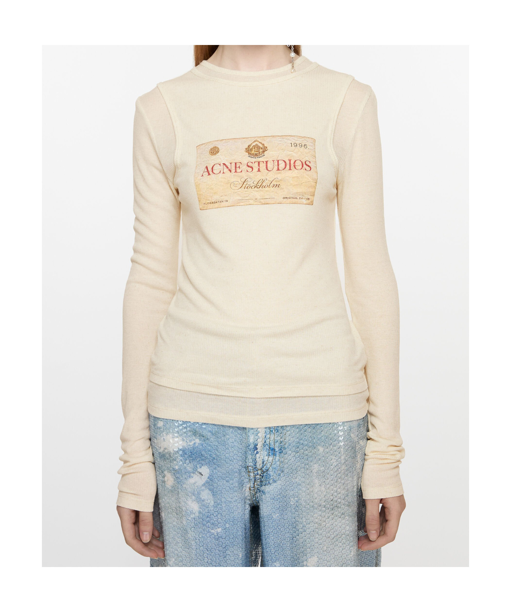 Acne Studios Double-layered Long Sleeve T-shirt In White
