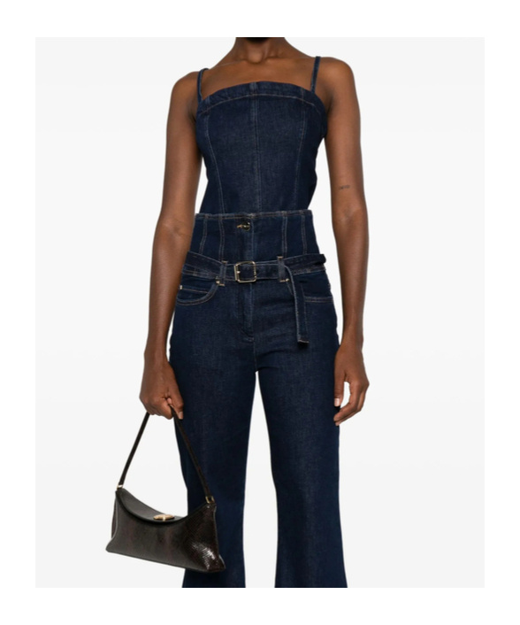 Pinko Spaghetti-strap Denim Tank-top In Blue