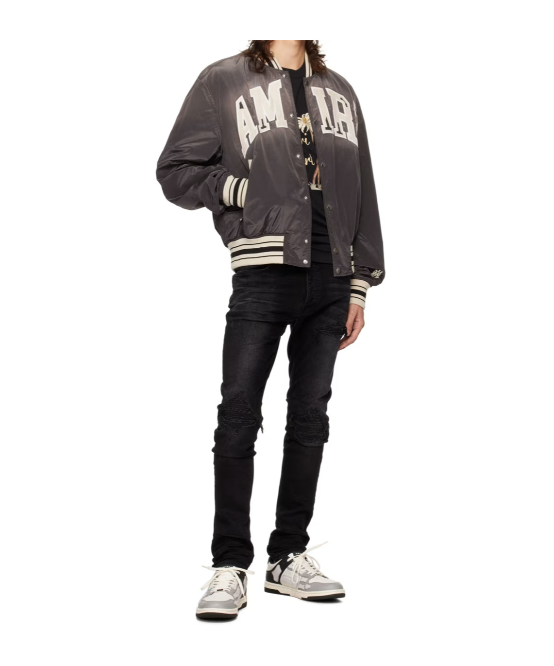 Shop Amiri Sun Faded Snap Casual Jacket In Black