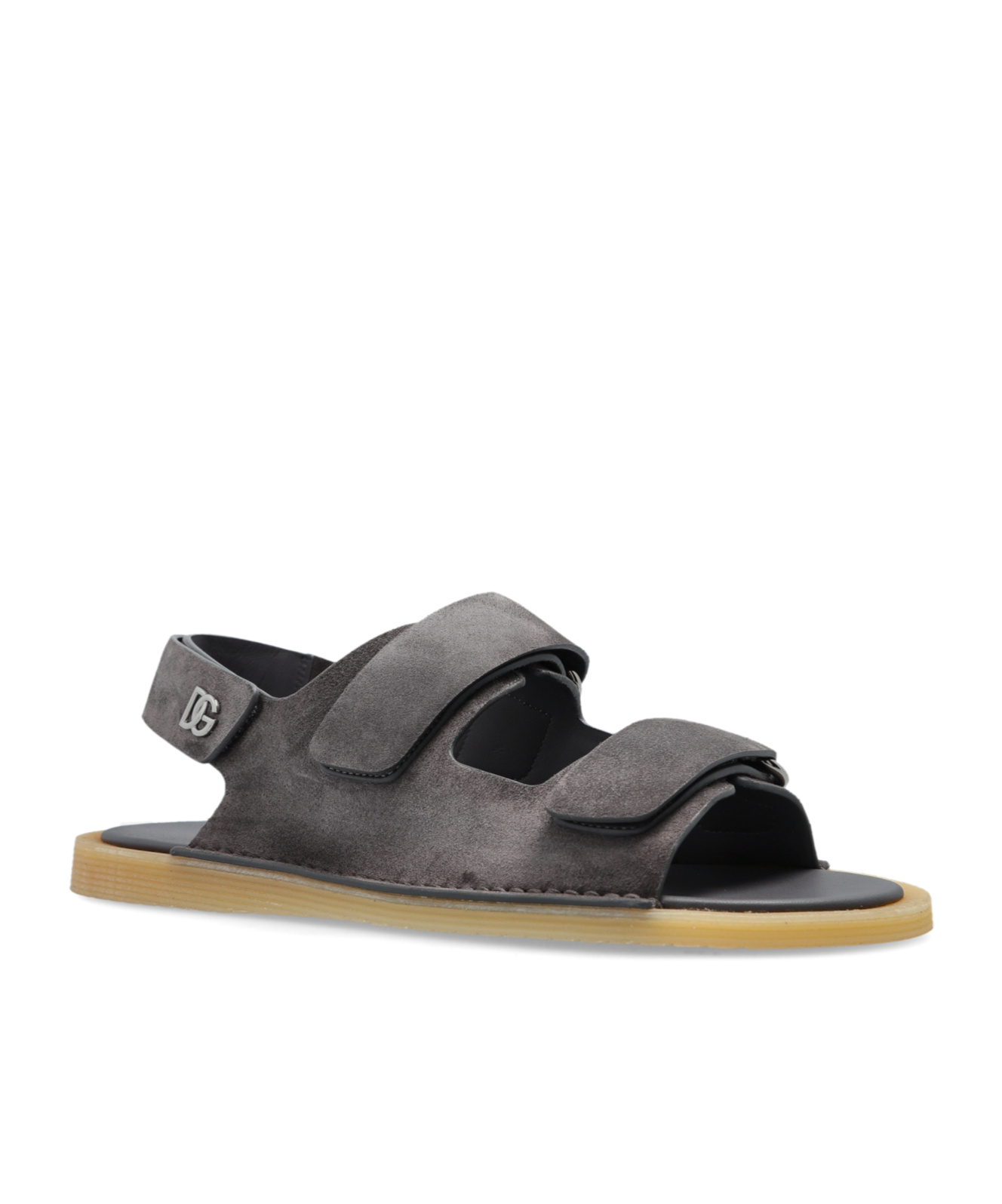 Dolce & Gabbana Touch-strap Leather Sandals In Black