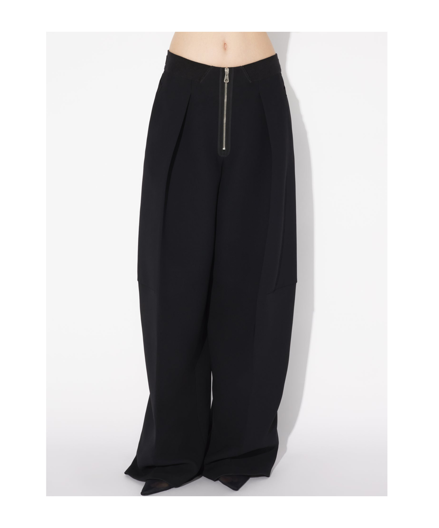 Jean Paul Gaultier Womens Black The Heavy Crepe Bonded Wide-leg High-rise Woven Trousers In Black
