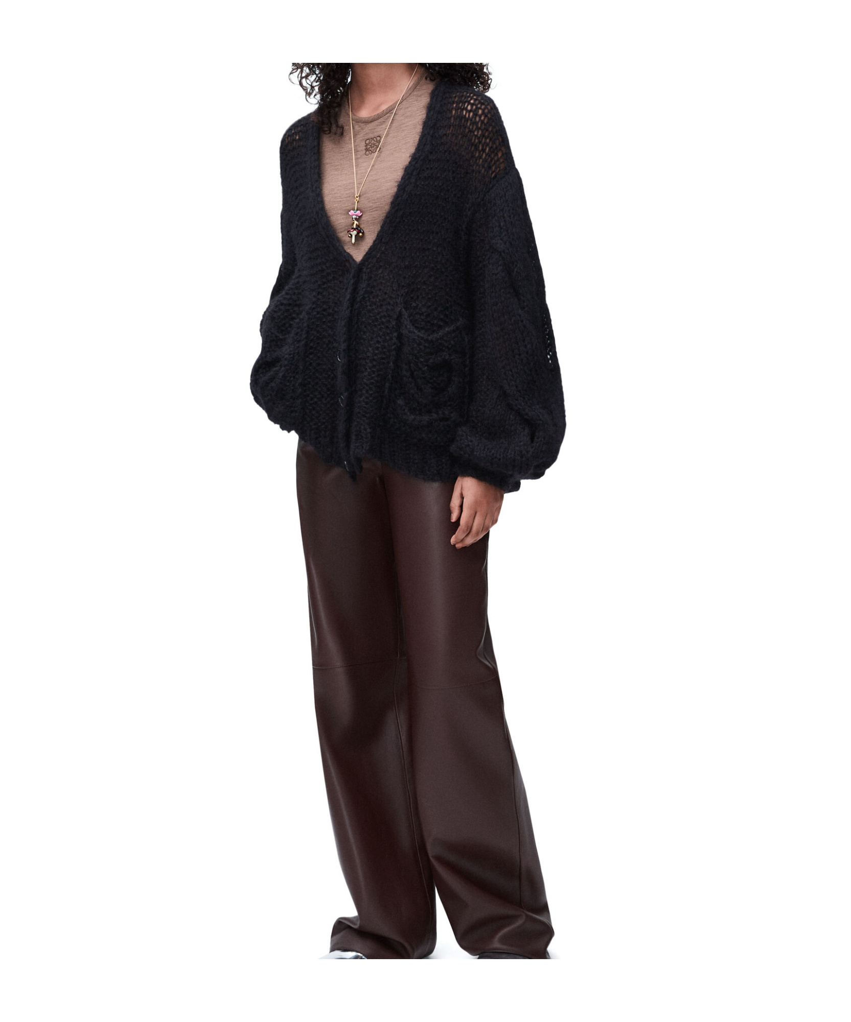 Loewe Anagram Cardigan In Mohair In Black