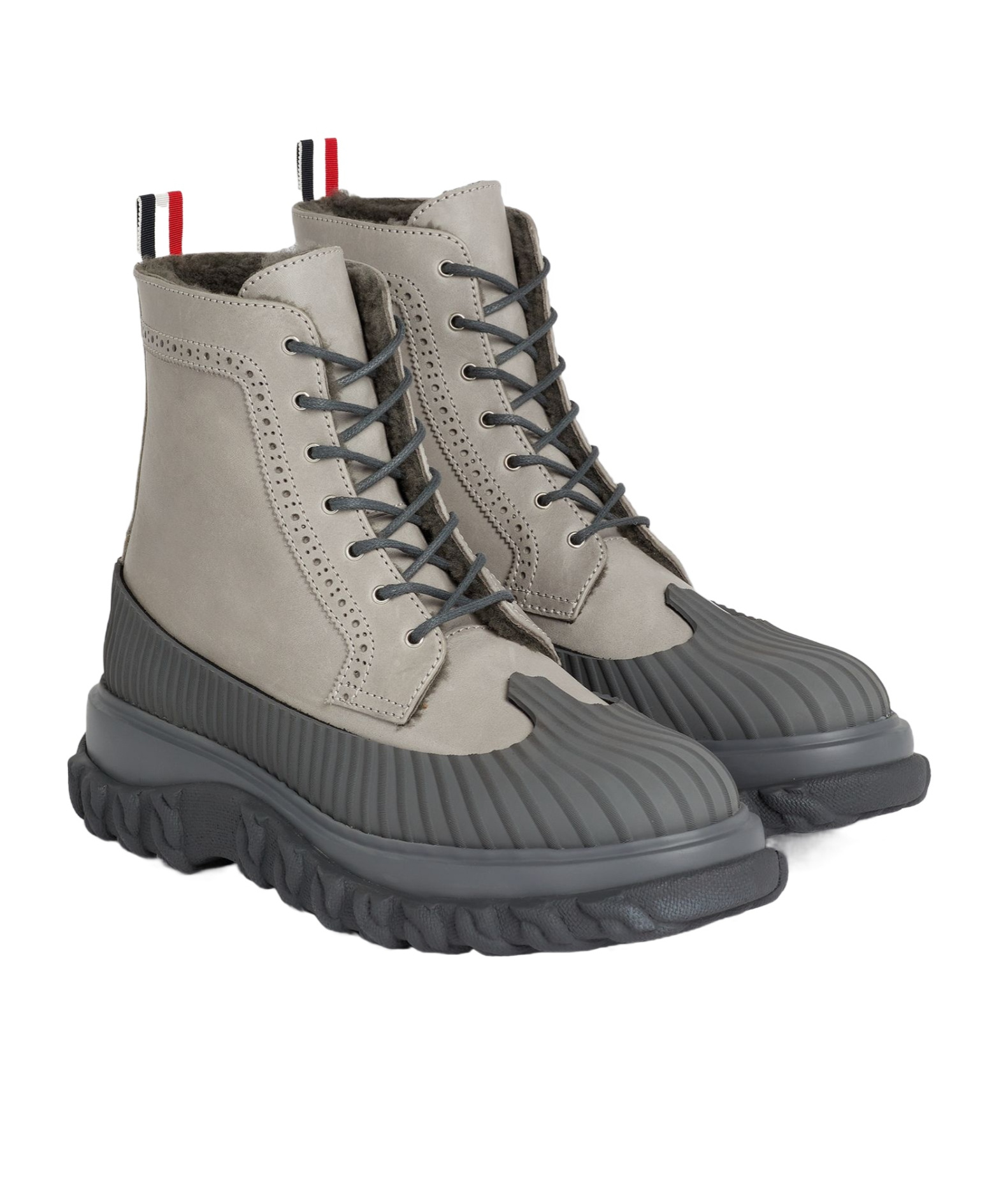 Thom Browne Longwing Duck Boots In Gray