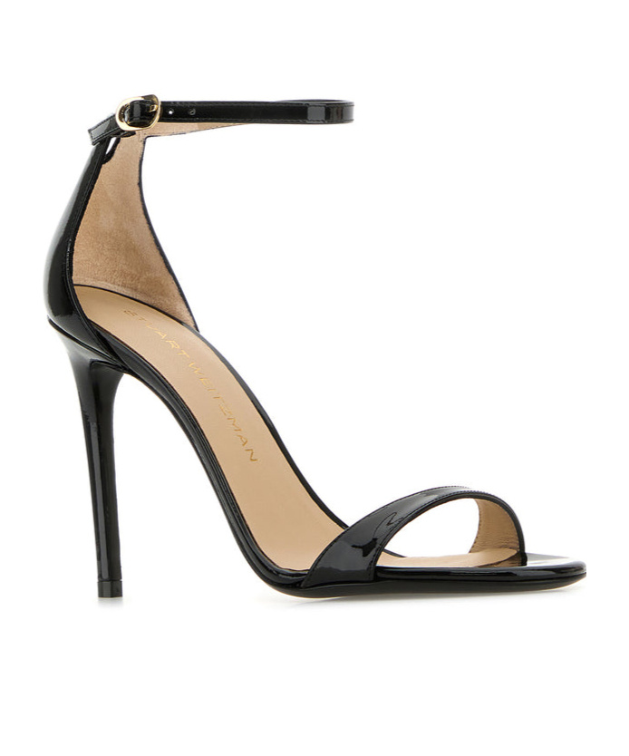 Stuart Weitzman Nudist Patent Leather Stiletto Platform Sandals In Black