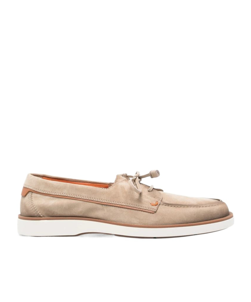 Santoni Leather Loafers In Nude