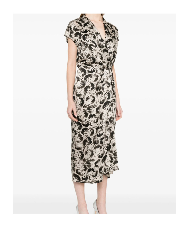 Dries Van Noten Dilian Printed Midi Dress In Nude