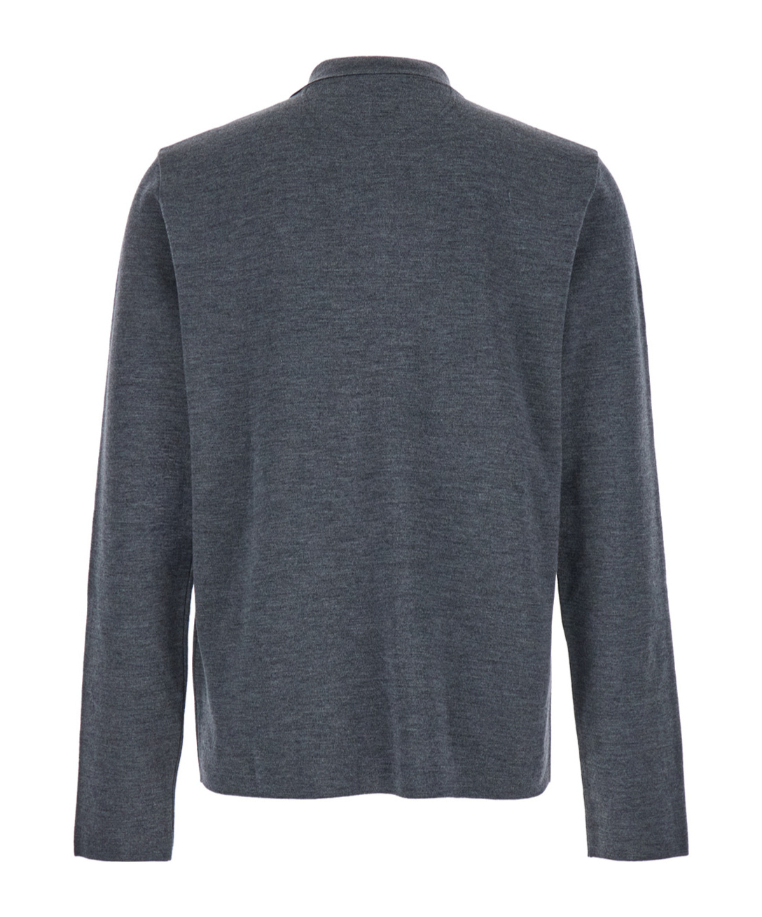 Valentino Garavani Grey Polo Shirt With Classic Collar And Long Sleeves In Wool Man In Black