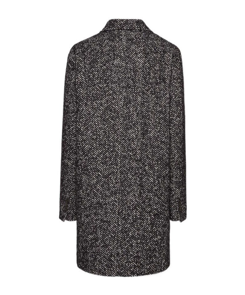 Dsquared2 Herringbone Wool Blend Coat In Black