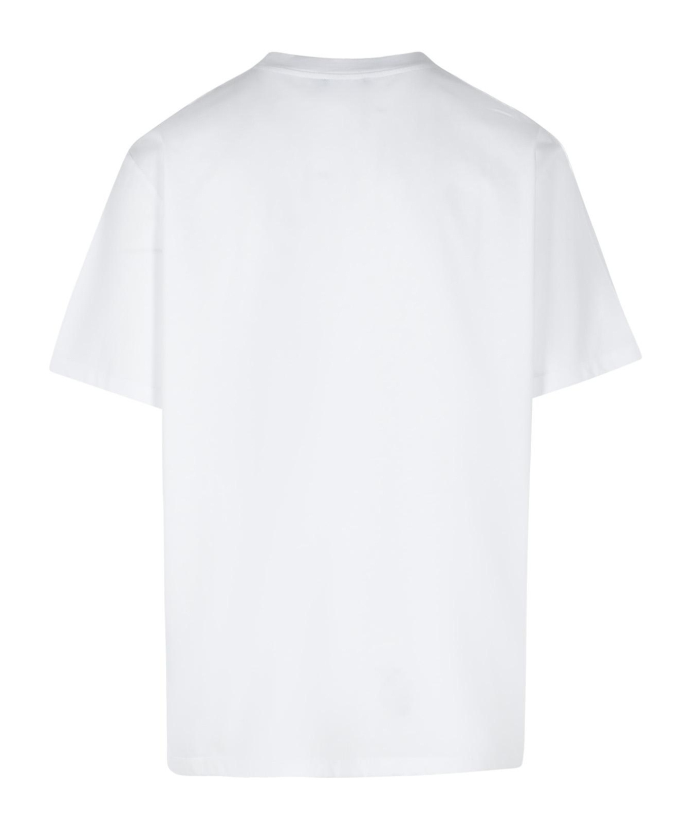 Balmain White Crewneck T-shirt With Contrasting Logo Lettering Print In White
