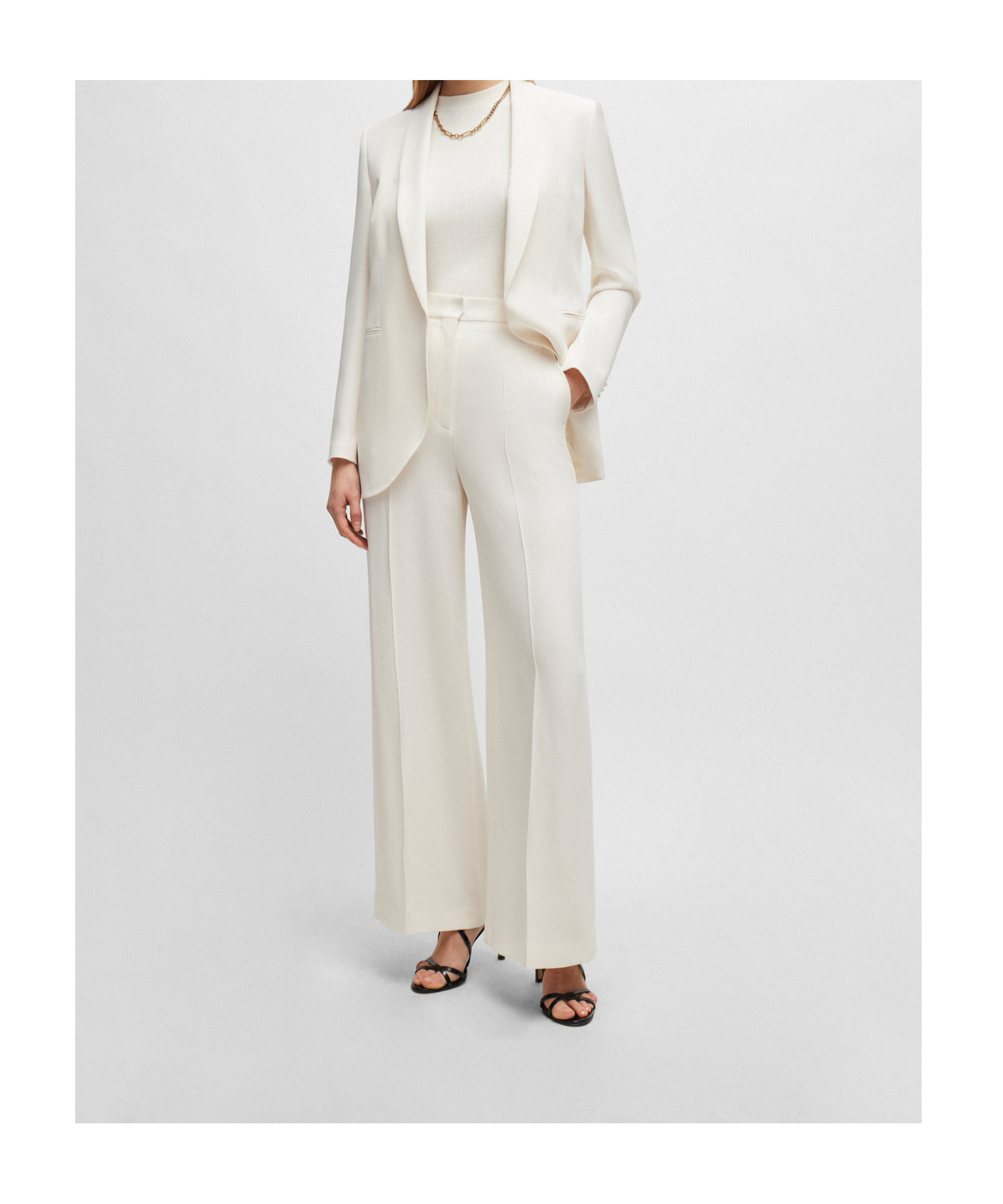 Hugo Boss Regular-fit Jacket With Edge-to-edge Front In White