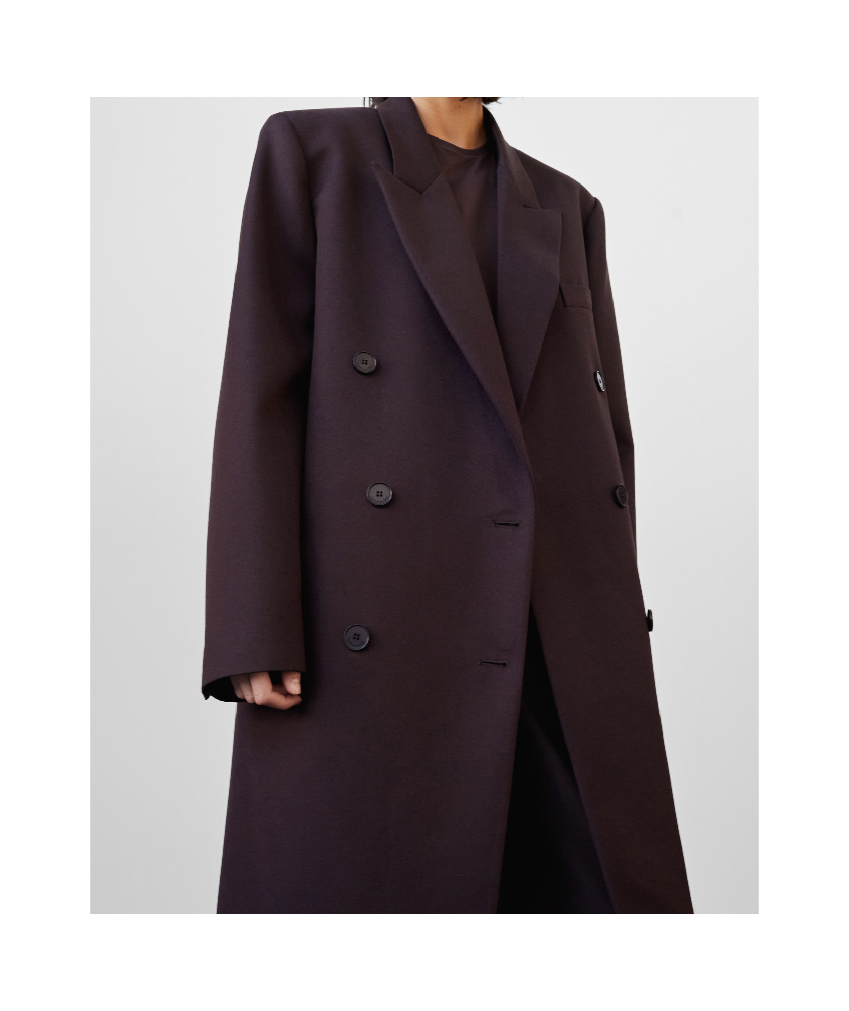 Shop The Frankie Shop Jane Long Coat - Dark Plum