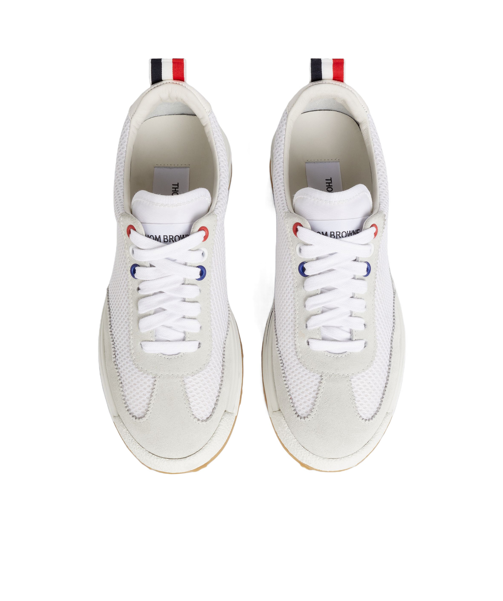 Thom Browne White Low Top Perforated Sneaker With Non-slip Rubber Outsole In White