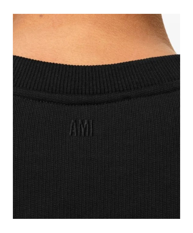 Ami Alexandre Mattiussi Classic Crew Neck Sweatshirt With Iconic Heart Emblem In Black
