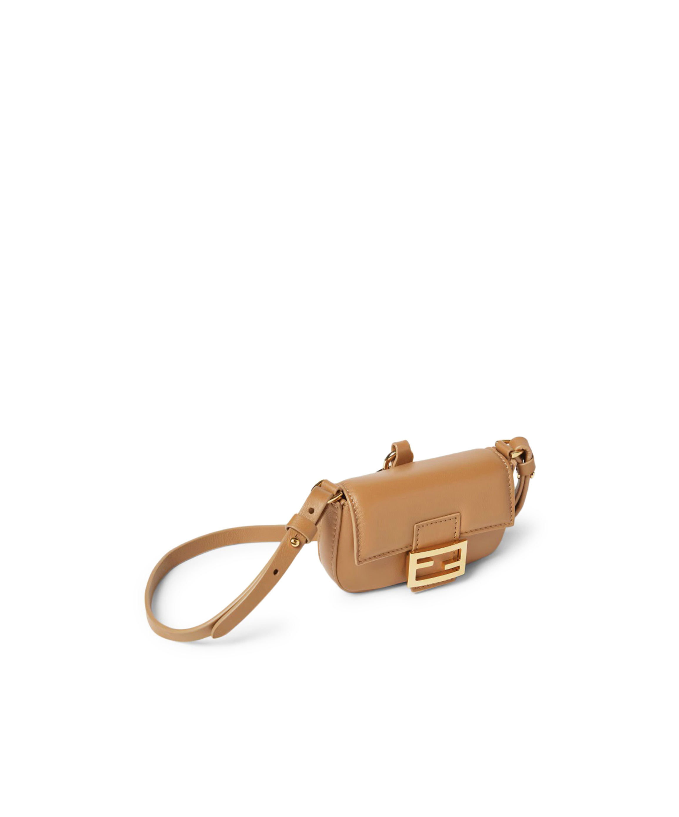 Fendi Nano Baguette Charm In Beige Nappa In Sand