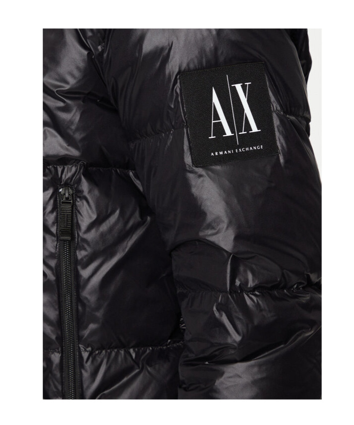 Shop Armani Exchange Long-sleeved Down Jacket In Black