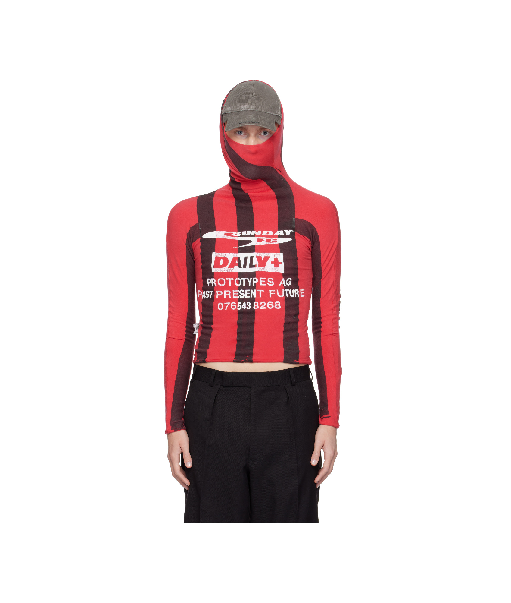 Prototypes Twisted Hood Longsleeve Hoodie In Red