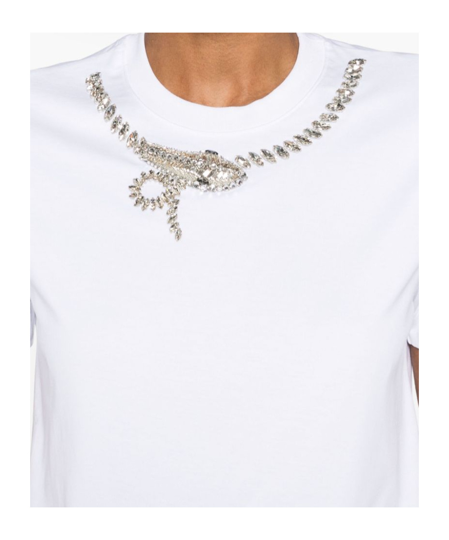 Givenchy Slim Fit T-shirt In Cotton With Crystals Snake In White