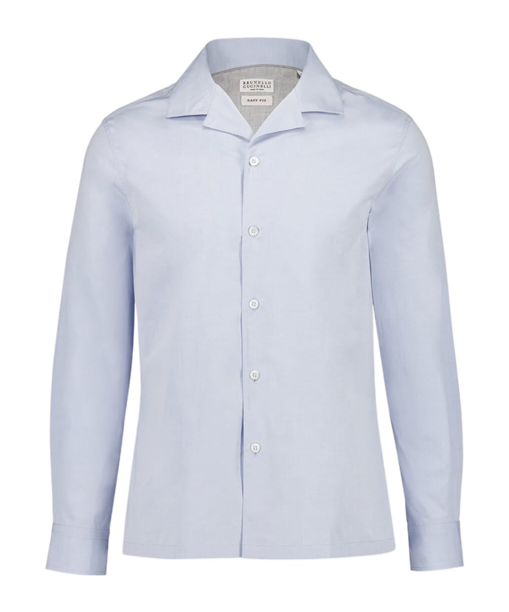 Brunello Cucinelli Long Sleeve Shirt In Sky Blue
