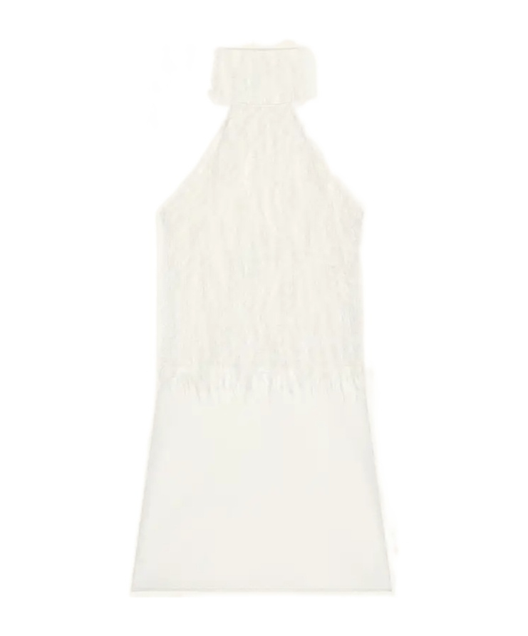 Courrèges Halter-neck Fringe-detail Mini Dress In White
