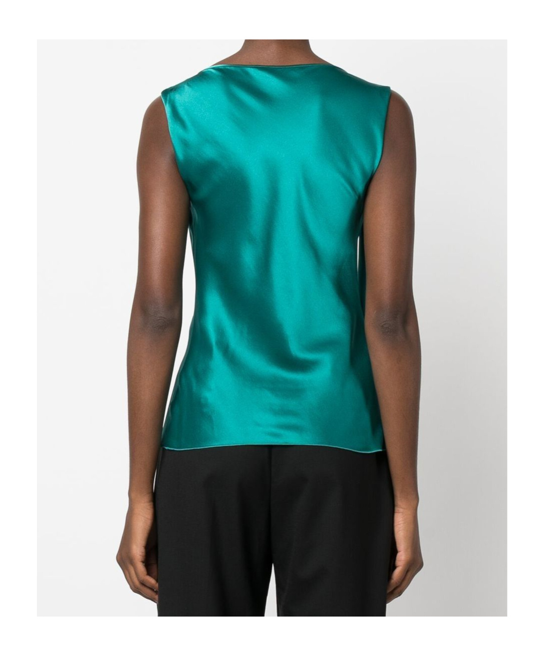Alberta Ferretti Sleeveless Knot Detail Top In Green Silk In Green