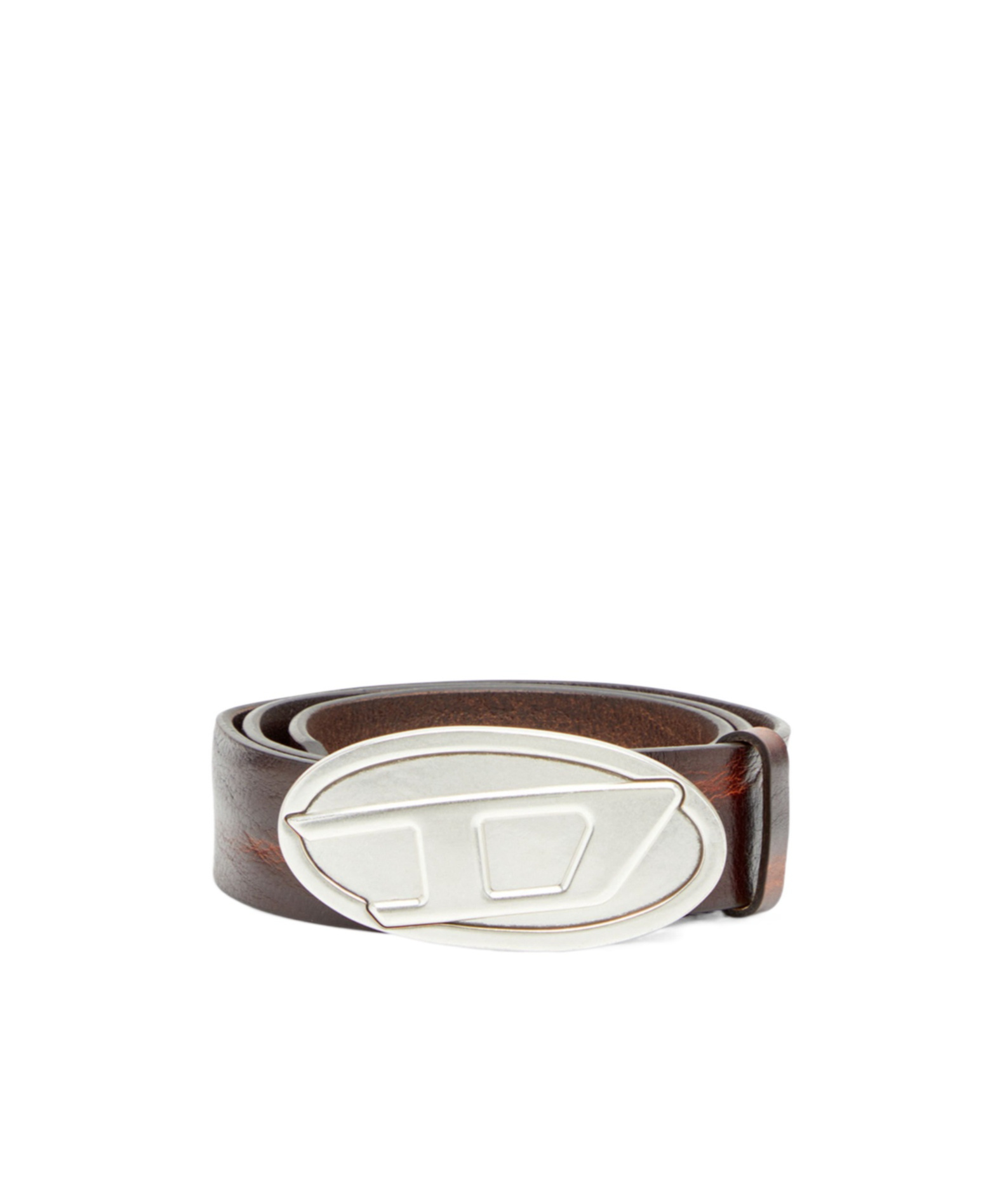 Diesel 4cm Belt In Waxed Leather In Brown