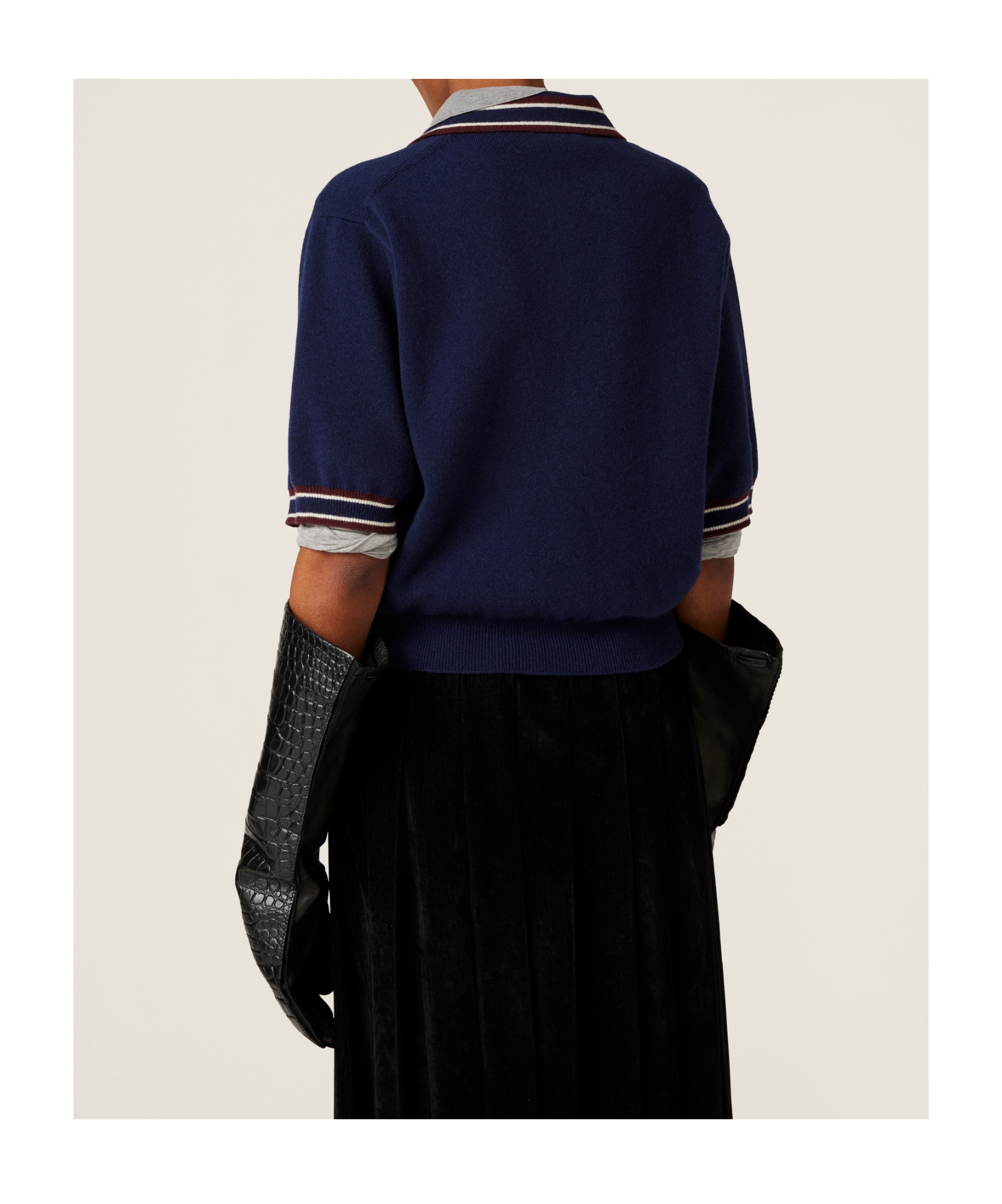 Miu Miu Wool And Cashmere Polo Sweater In Black