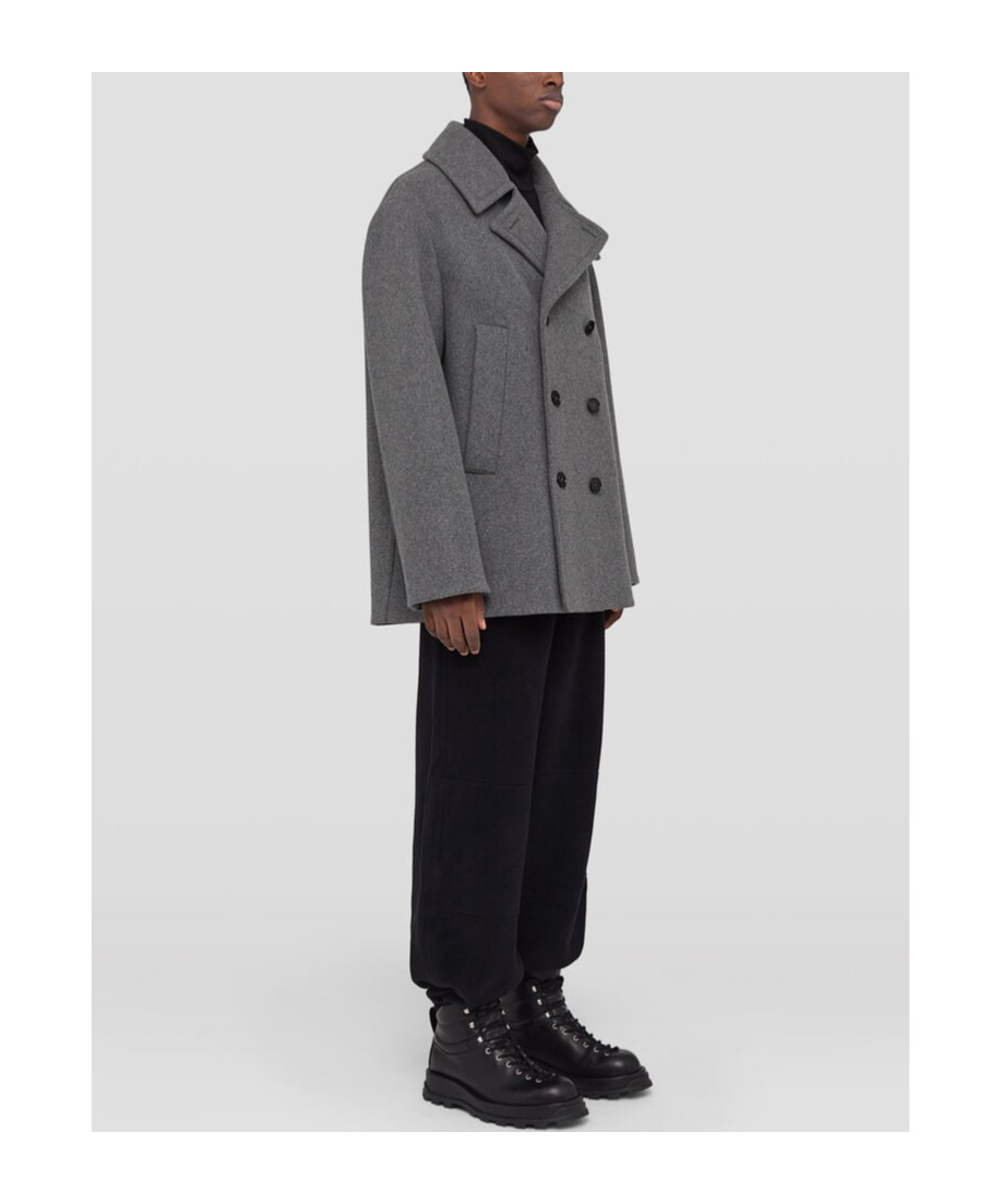Jil Sander Men's Double-breasted Peacoat In Gray