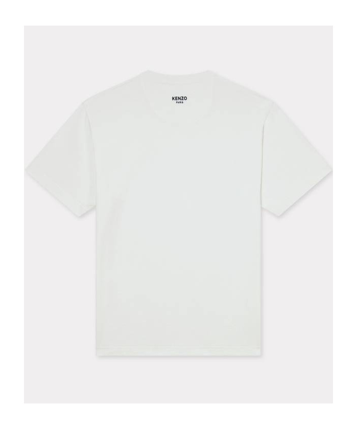 Kenzo White Crewneck T-shirt With Logo Patch On The Front In Cotton Man In White