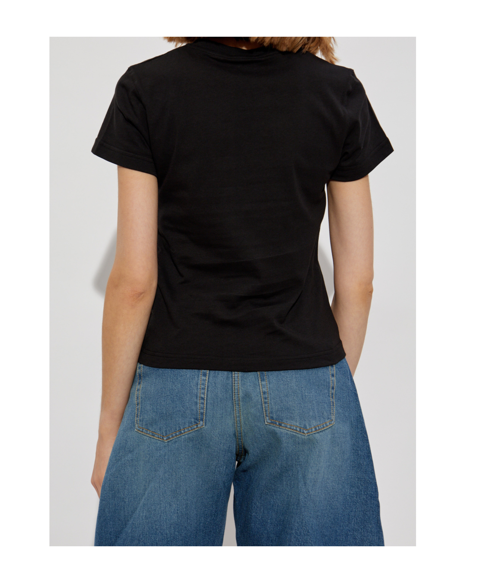 Alaïa Black Cotton T-shirt With Logo In Black