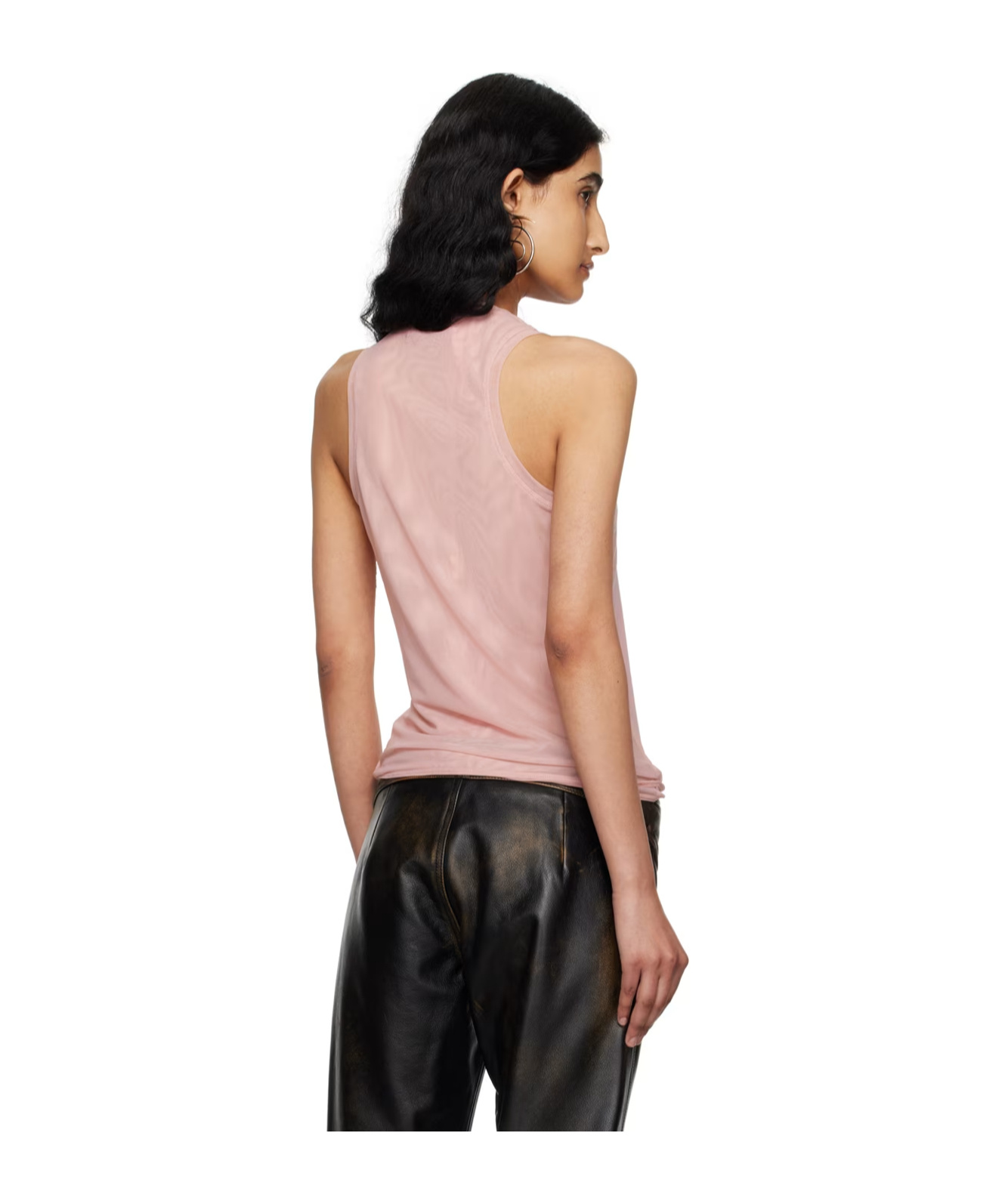 Shop Blumarine Rhinestone-detailing Mesh Tank Top In Nude
