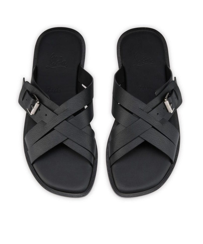 Christian Louboutin Leather Emircross Sandals In Black