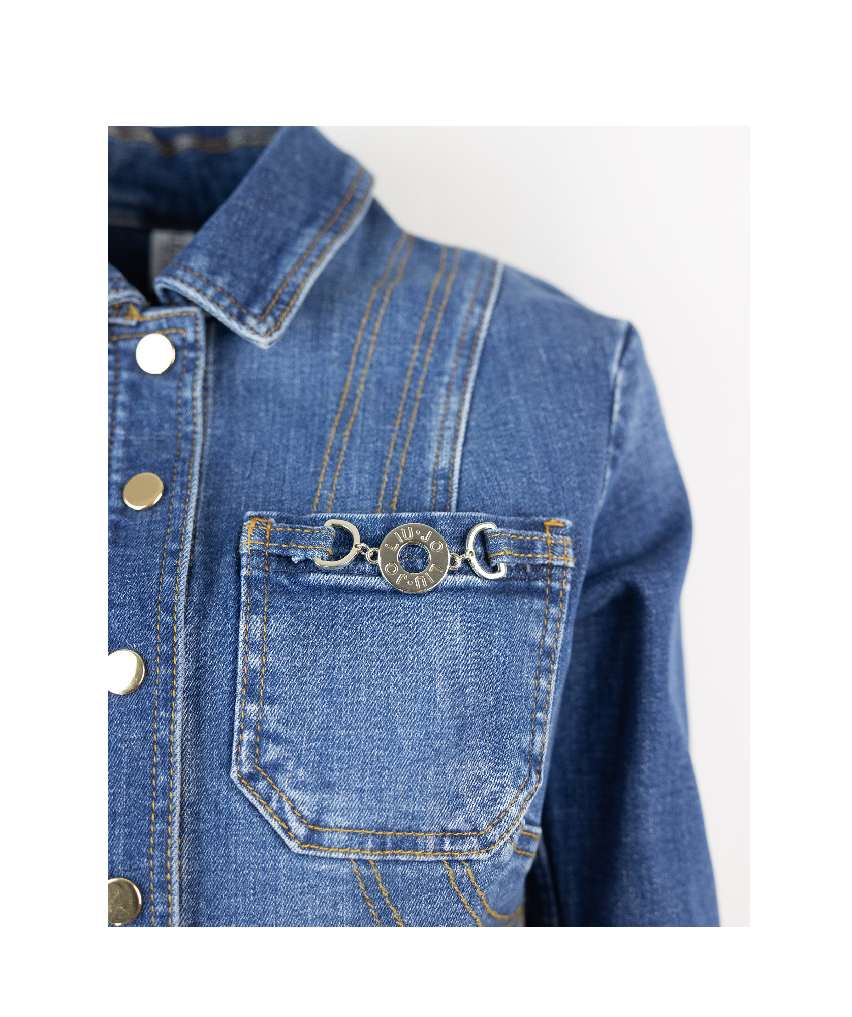 Shop Liu •jo Long-sleeved Denim Coat In Blue