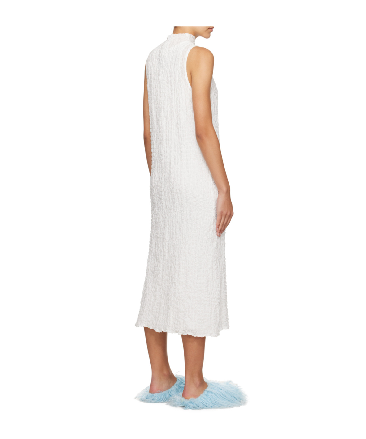 Song For The Mute White High Neck Midi Dress In White